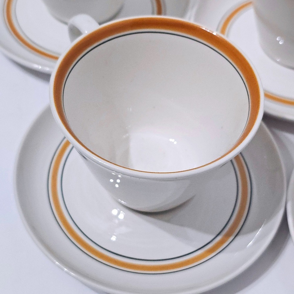 Vintage Franciscan Whitestone Ware Pickwick Set of 4‎ Cups Saucers 1960s Japan